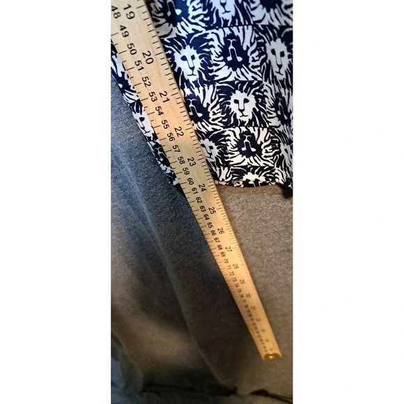 ANNE KLEIN 24W Lion Print Stretch Pants Navy White Business Casual - Picture 9 of 10